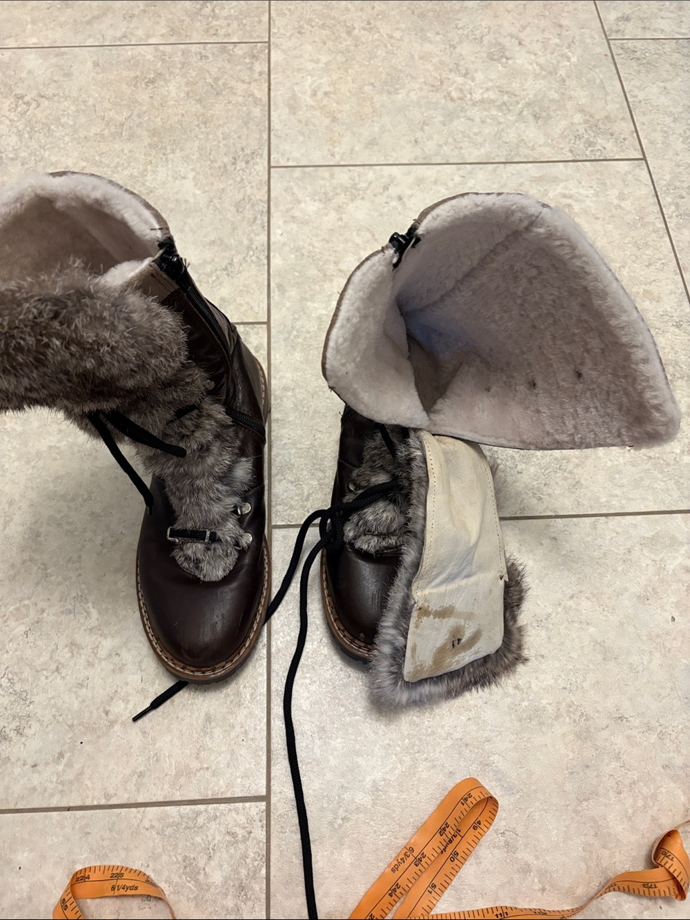 Ammann Brown Leather Fur-Lined Winter Boots